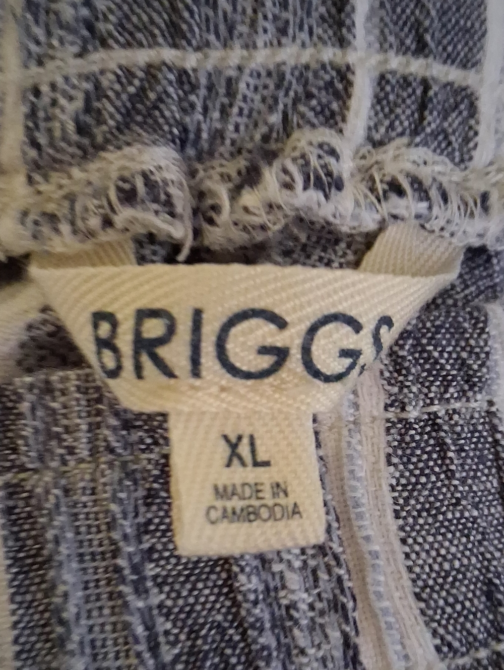 Briggs Women's Linen Blend Wide Leg Pull On Pants, Blue & White Stripe, Size XL - Picture 4 of 5